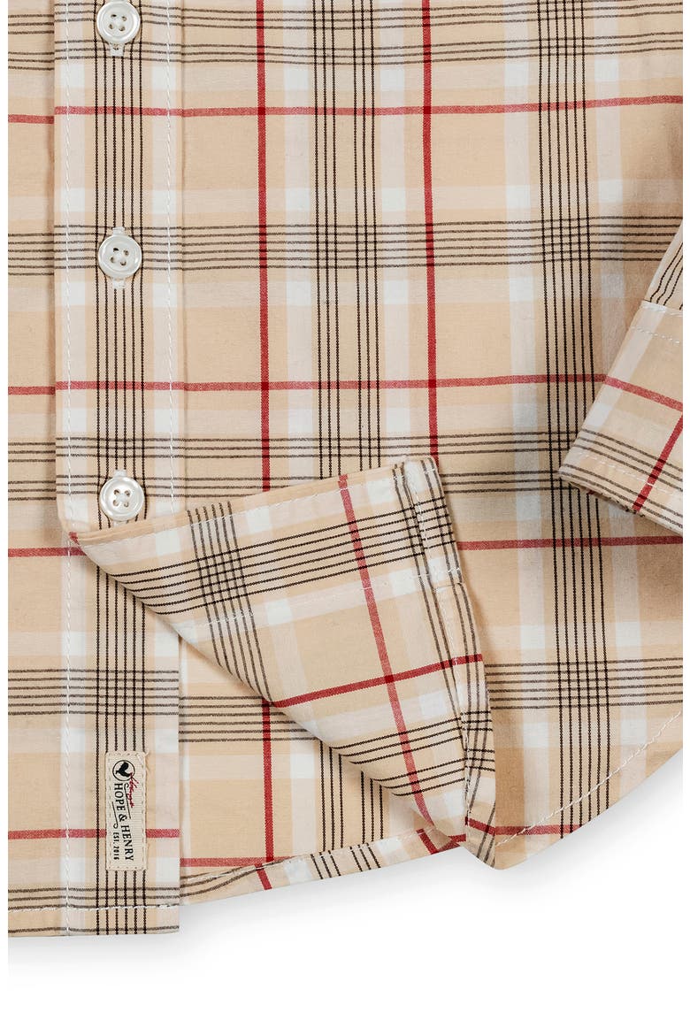 Kids' Organic Long Sleeve Stretch Poplin Shirt, Alternate, color, Fireside Plaid