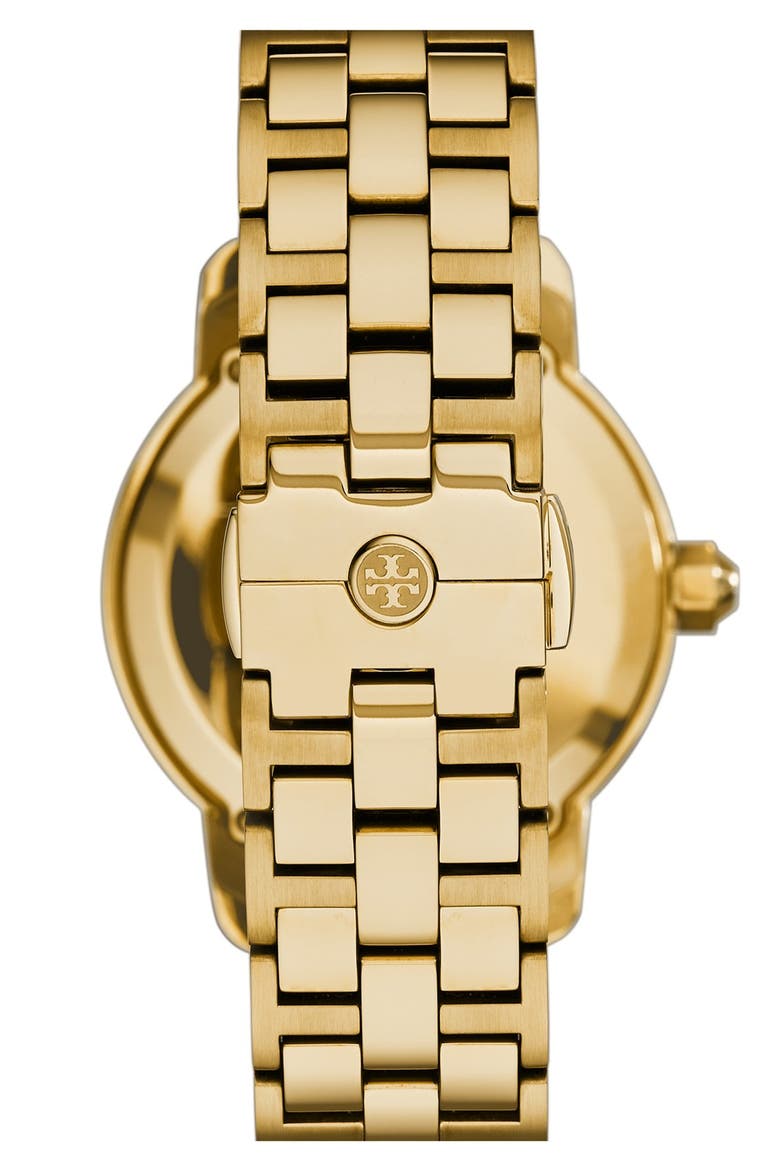 'Tory' Large Round Bracelet Watch, 37mm, Alternate, color, GOLD/ ORANGE