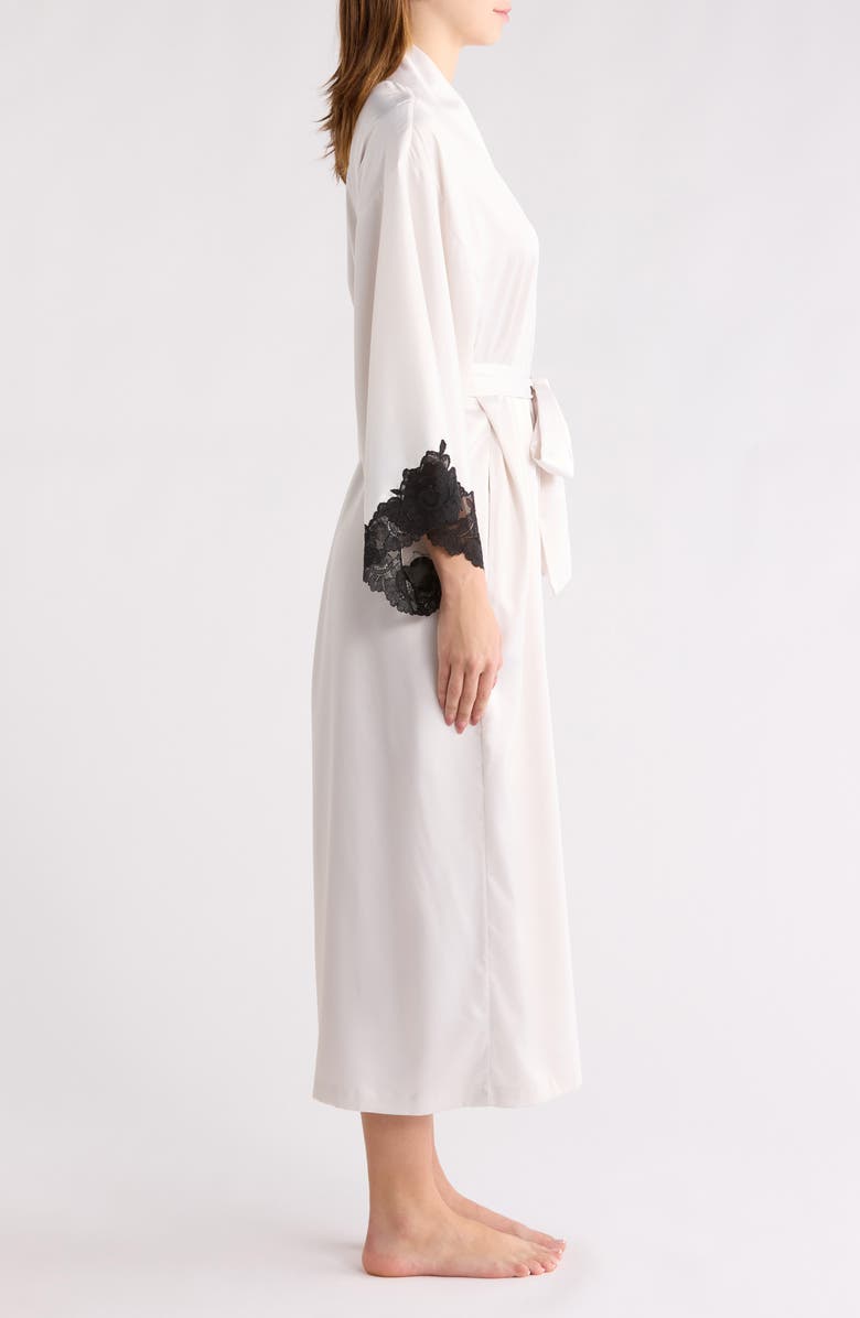 Natori Peony Glamour Satin Robe, Alternate, color, Off White
