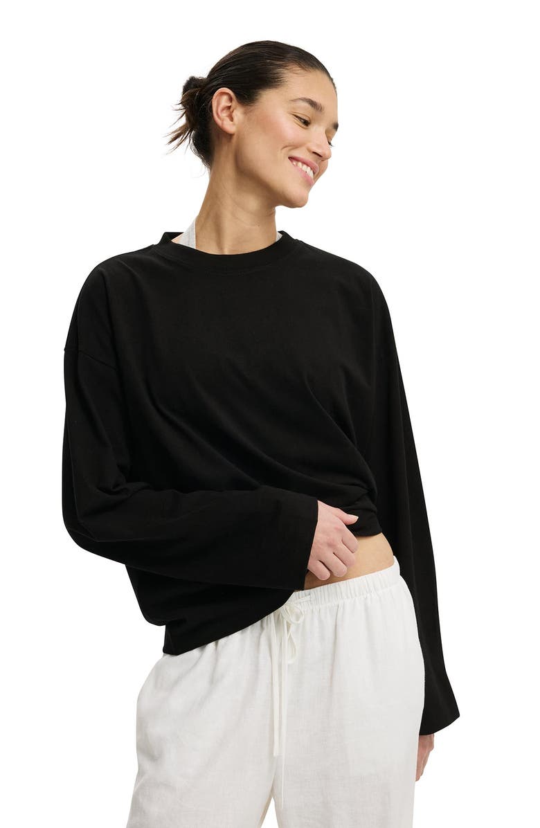 Cotton On Women's Oversized Boxy Long Sleeve Tee, Main, color, Black
