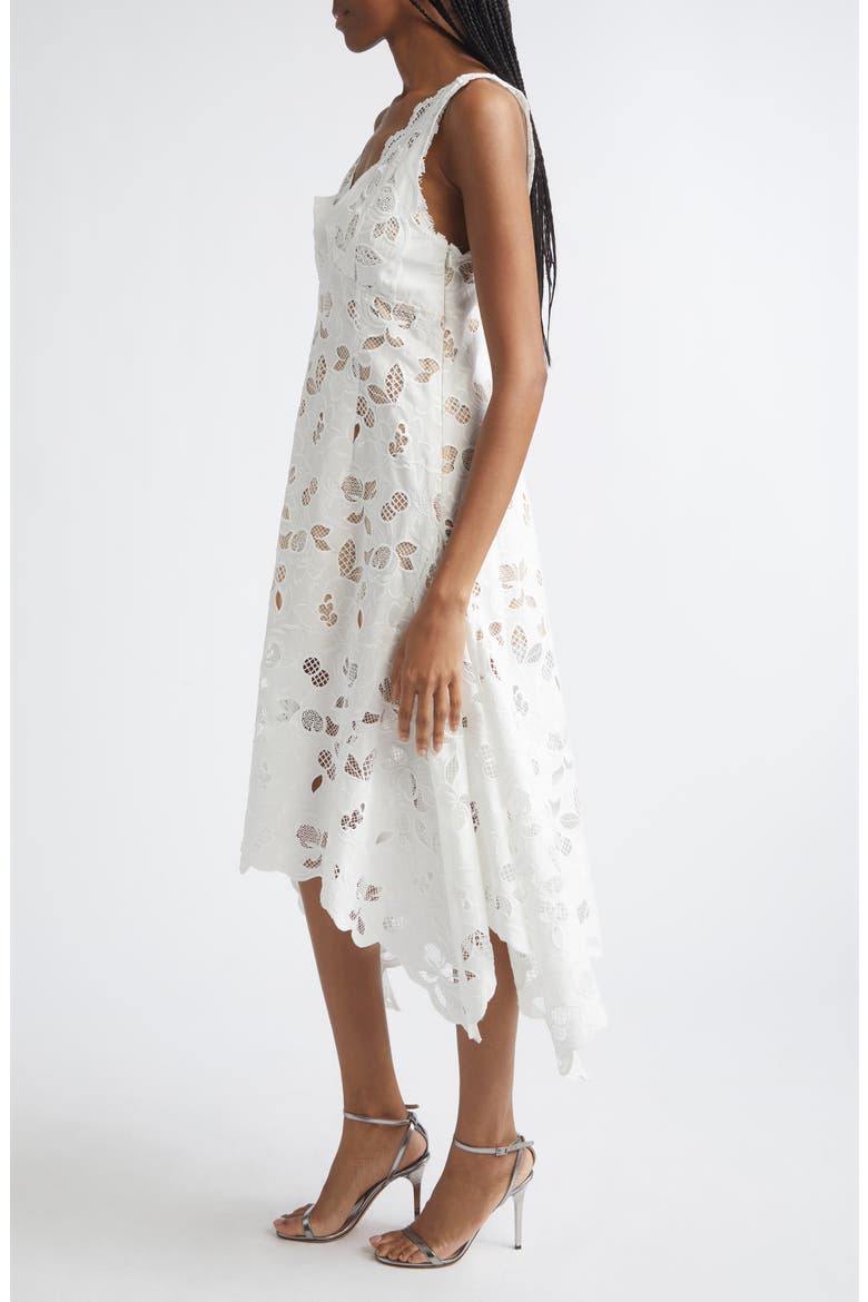 Eyelet & Lace Handkerchief Hem Dress, Alternate, color, WHITE
