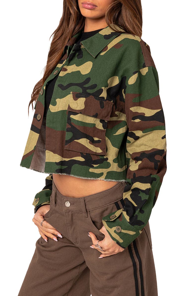 EDIKTED Carmen Camo Crop Jacket, Alternate, color, 