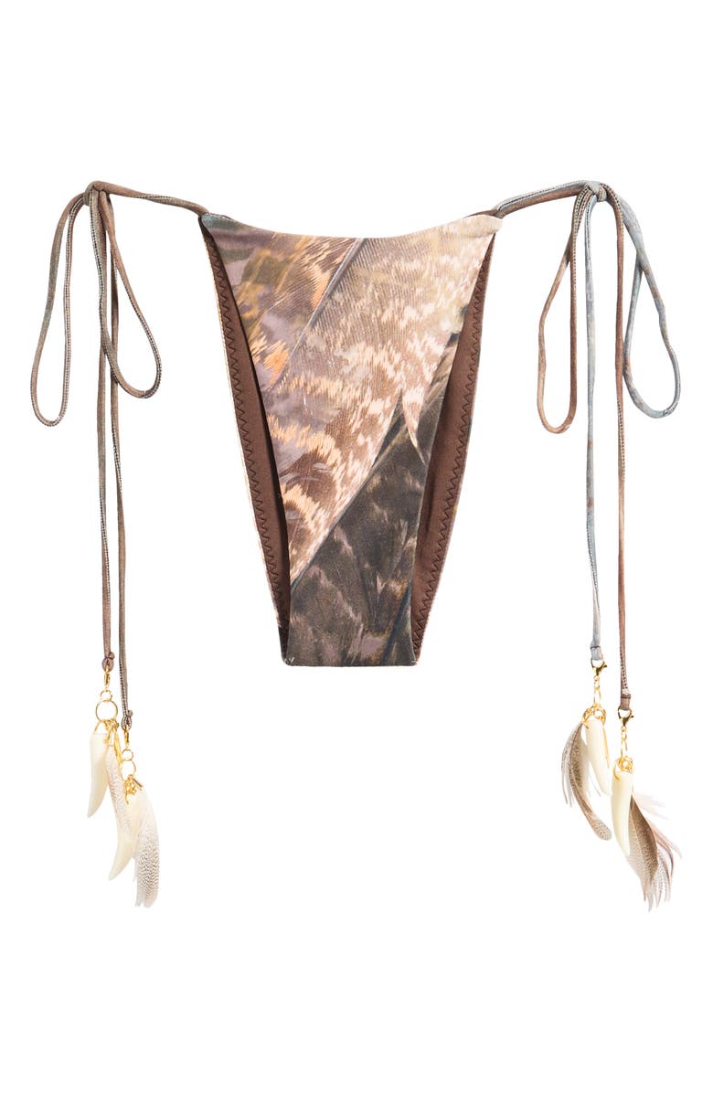 JADED LONDON Print Side Tie Bikini Bottoms, Main, color, Brown