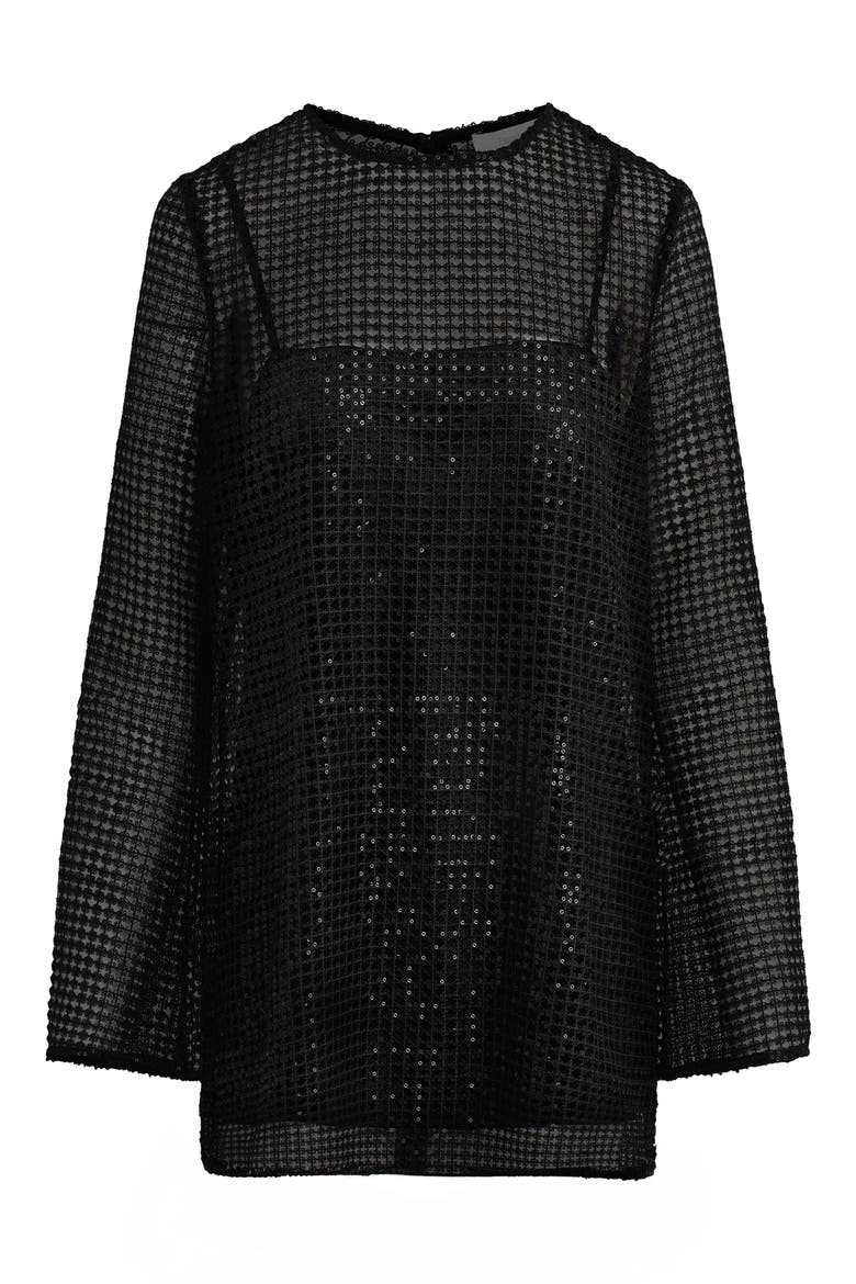 The Sweet Life Sequin Long Sleeve Minidress, Alternate, color, BLACK