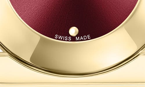 Ferragamo Gancino Bracelet Watch With Red Sunray Dial In Gold