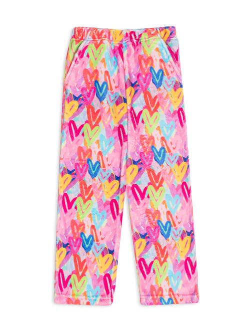 Preppy Goose Plush Graffiti Hearts Loungewear Pant In Multi