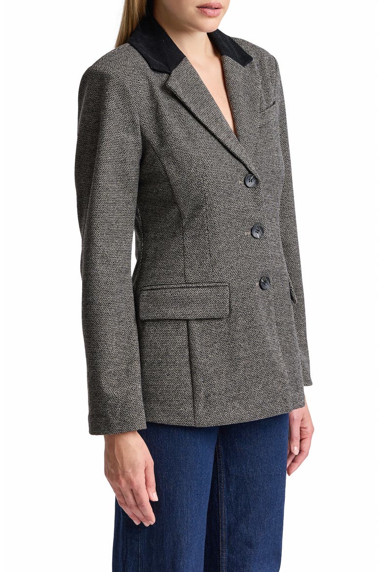 Hourglass Blazer, Alternate, color, BLACK GREY PLAID