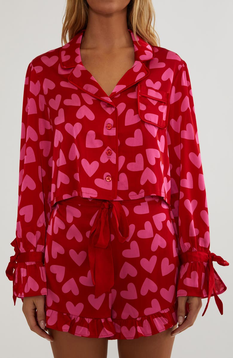 Beach Riot Aurora & Luna Heart Print Short Pajamas, Alternate, color, Valentine Heart