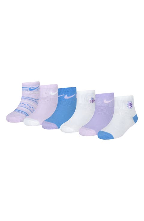 Kids' 6-Pack Sunny Swoosh Quarter Ankle Socks (Little Kid)