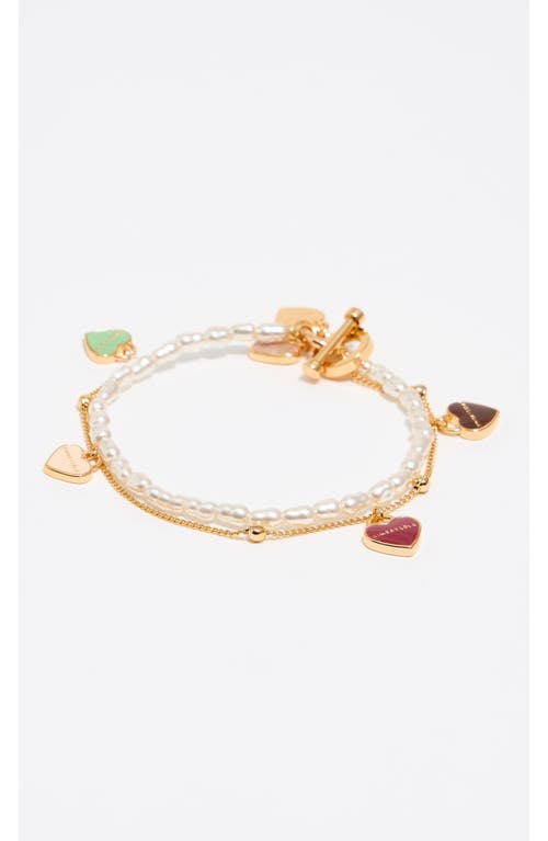 Bimba Y Lola Chain Heart Logo Double-layer Bracelet In Gold