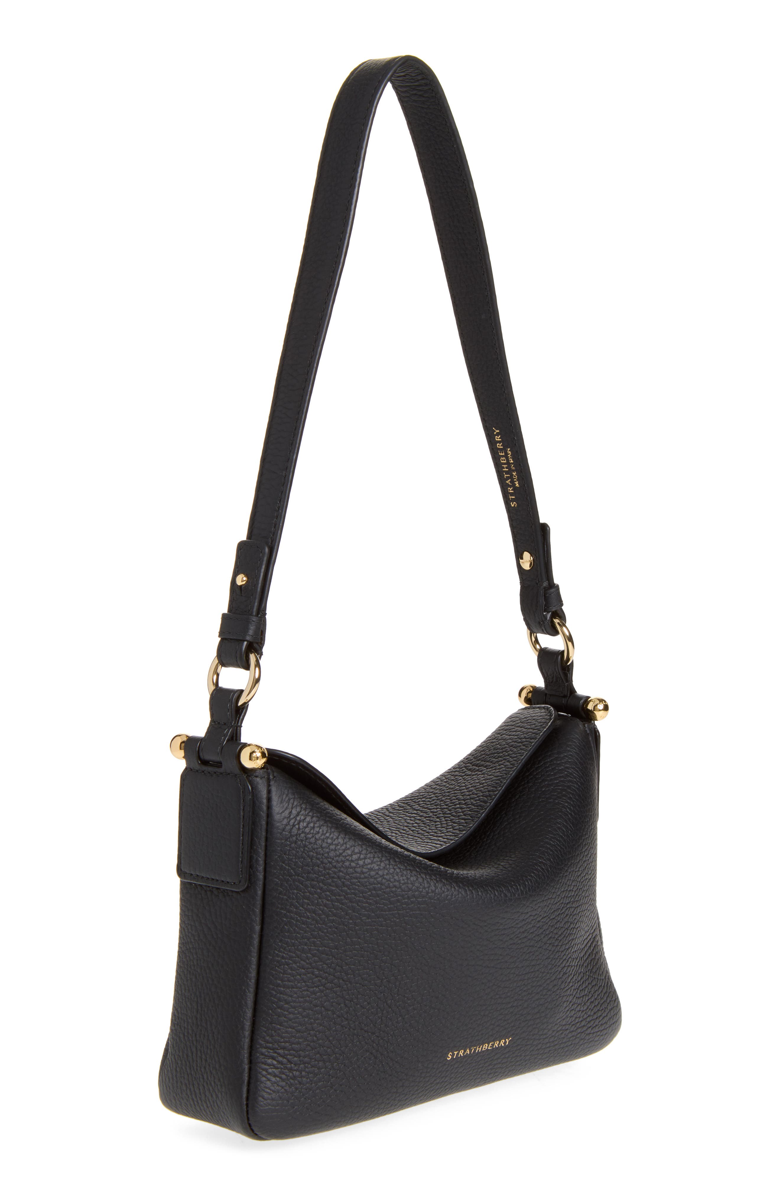 Sway Grained Leather Shoulder Bag, Alternate, color, BLACK