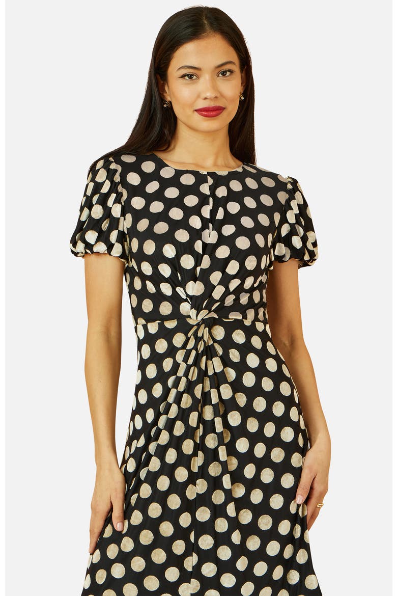 Velvet Twist Waist Midi Dress, Alternate, color, Black