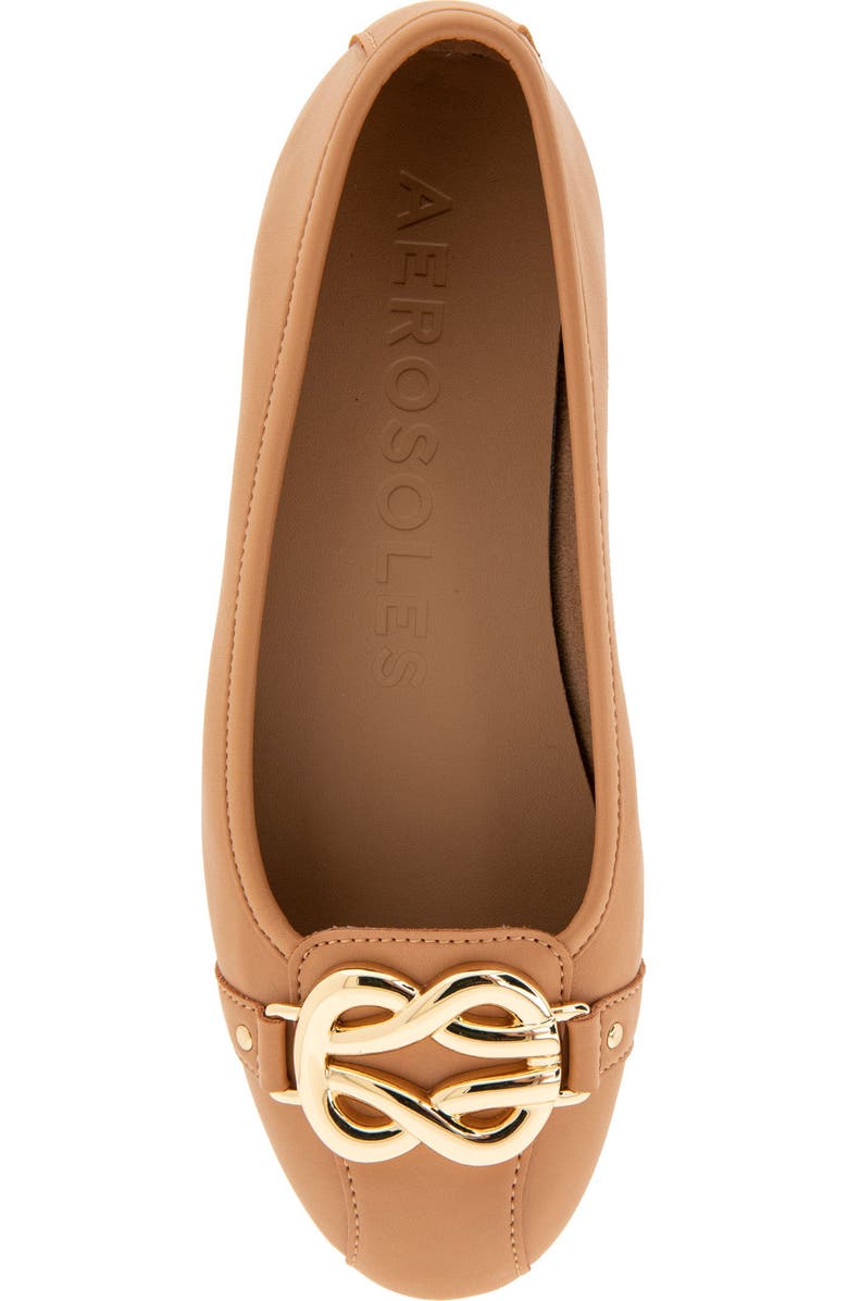 Aerosoles Big Bet Buckle Round Toe Flat, Alternate, color, Natural Faux Leather