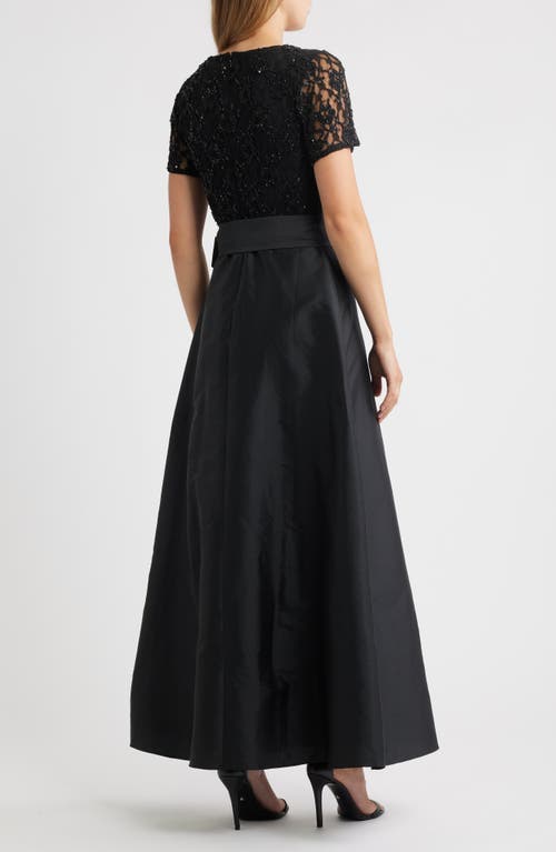 Pisarro Nights Lace & Taffeta Gown In Black