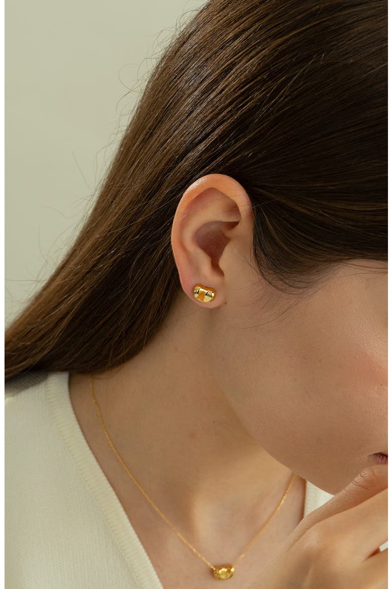 Sterling Silver 18k Gold Plated Alexandra Stud Earrings Dainty Minimal, Alternate, color, Gold
