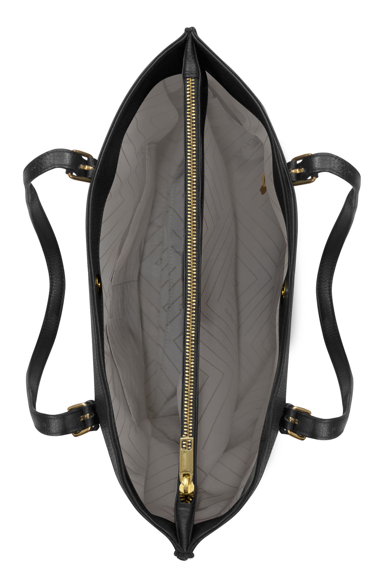 Leather Tote, Alternate, color, BLACK