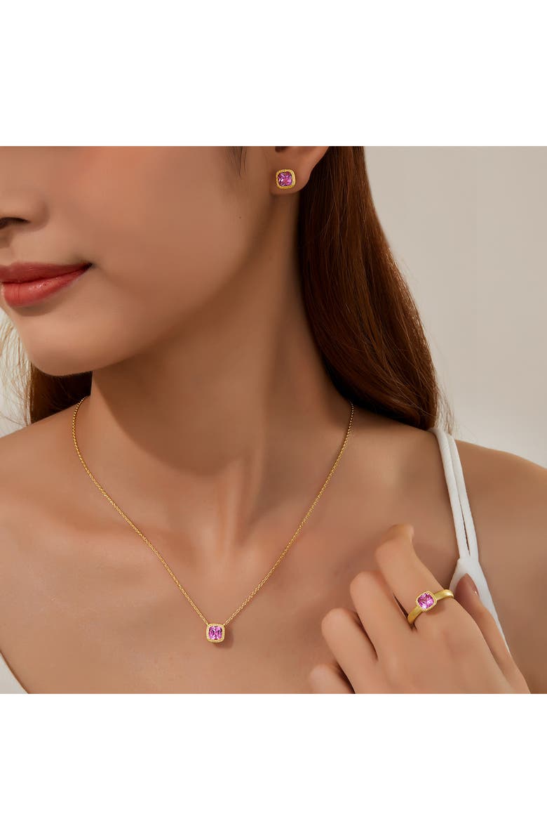 Lafonn Fancy Lab Grown Sapphire Solitaire Ring, Alternate, color, Purple