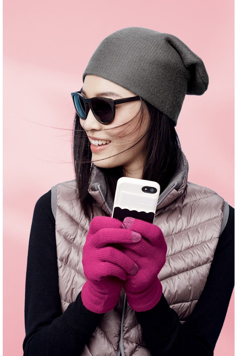 'Allover Touch' Gloves, Alternate, color, BLACK