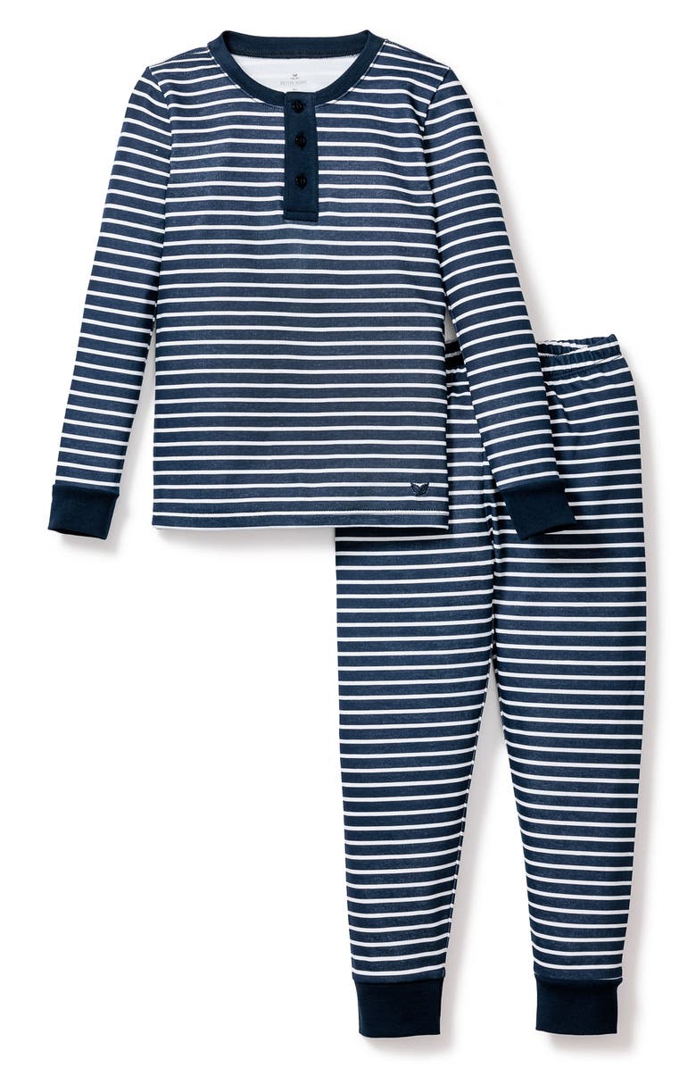 Petite Plume Kids' Pima Cotton Long Pajamas, Main, color, Navy