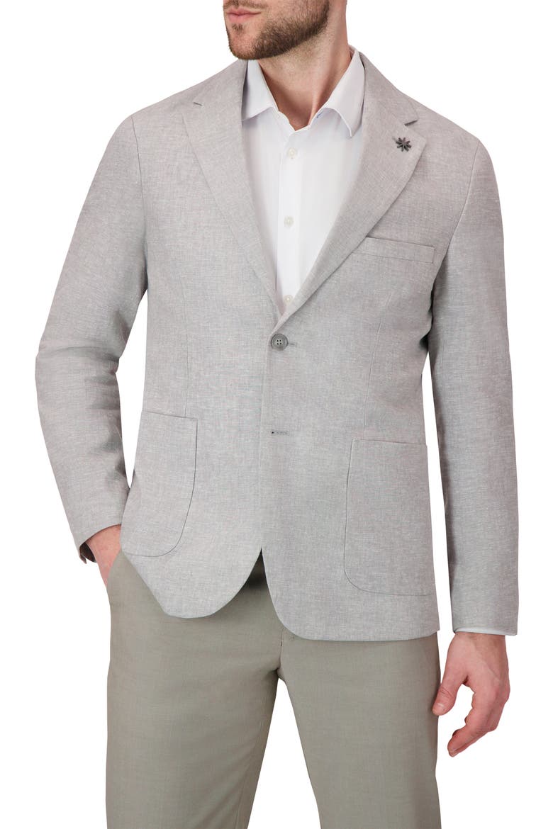 Linen & Cotton Blend Sport Coat, Main, color, GREY
