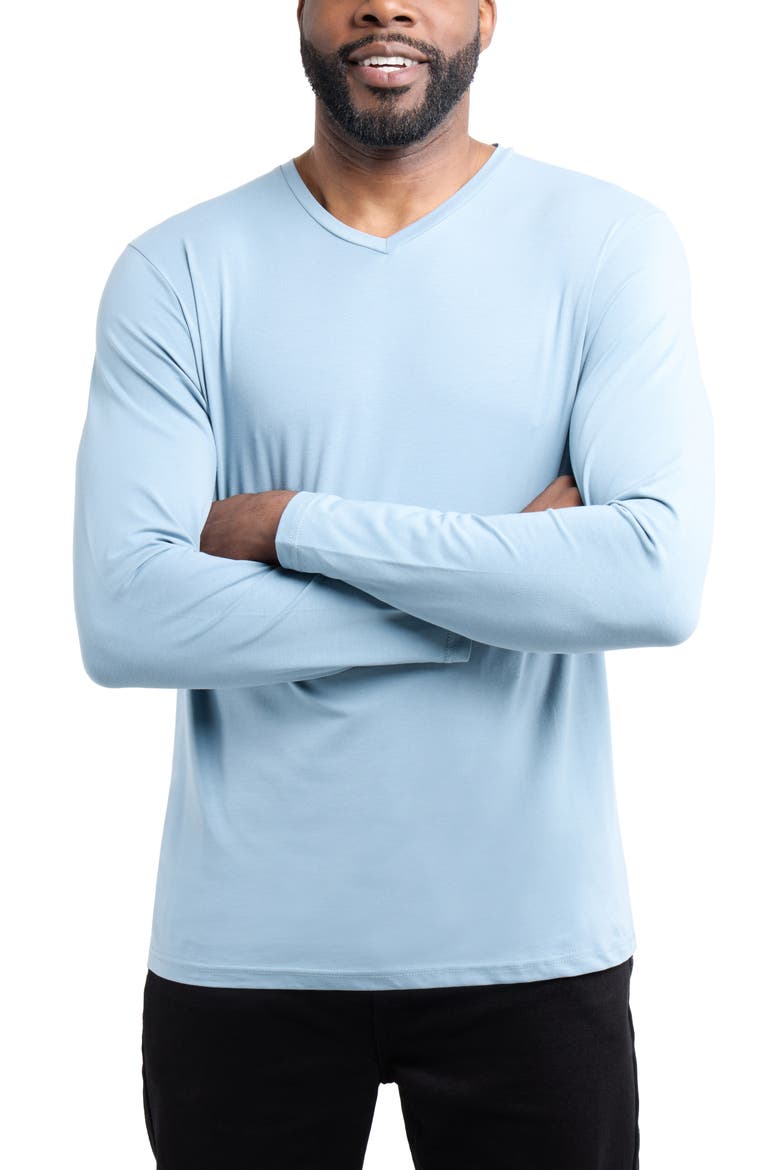 V-Neck Long Sleeve T-Shirt, Alternate, color, SLATE BLUE