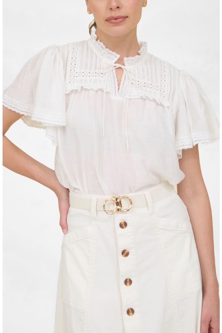 Flutter Sleeve Top, Main, color, WHITE