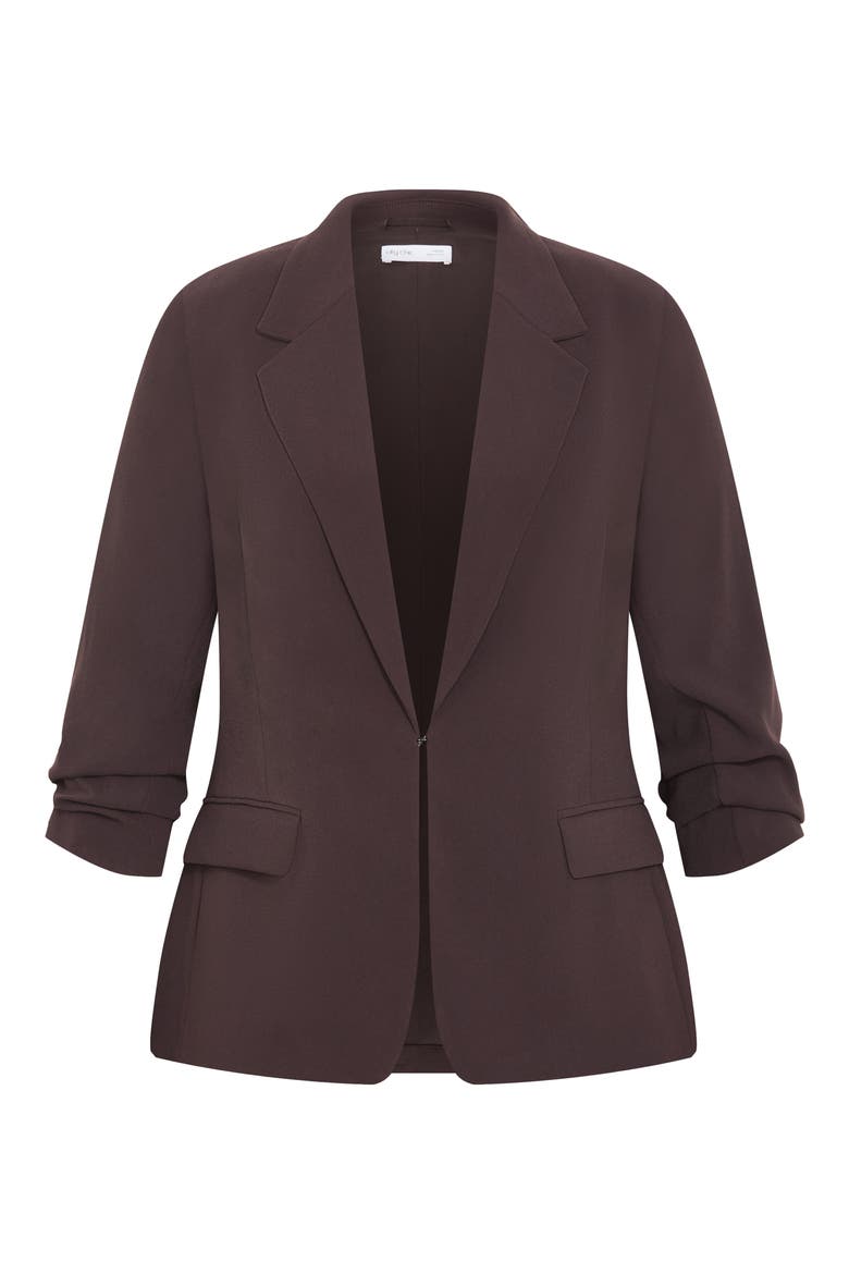 Abbie Ruched Sleeve Blazer, Alternate, color, CHOCOLATE