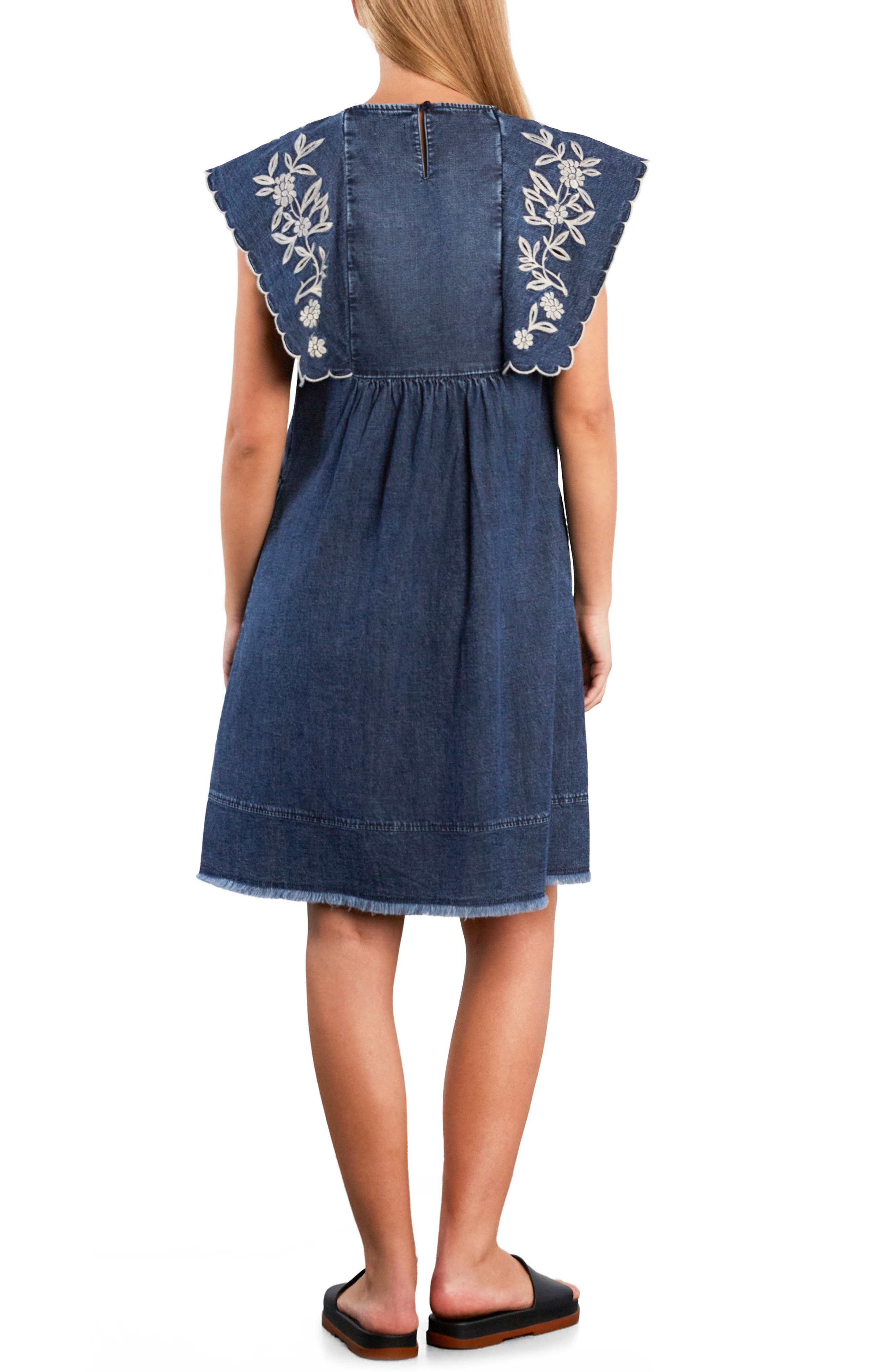 Luna Embroidered Collar Denim Dress - image 2