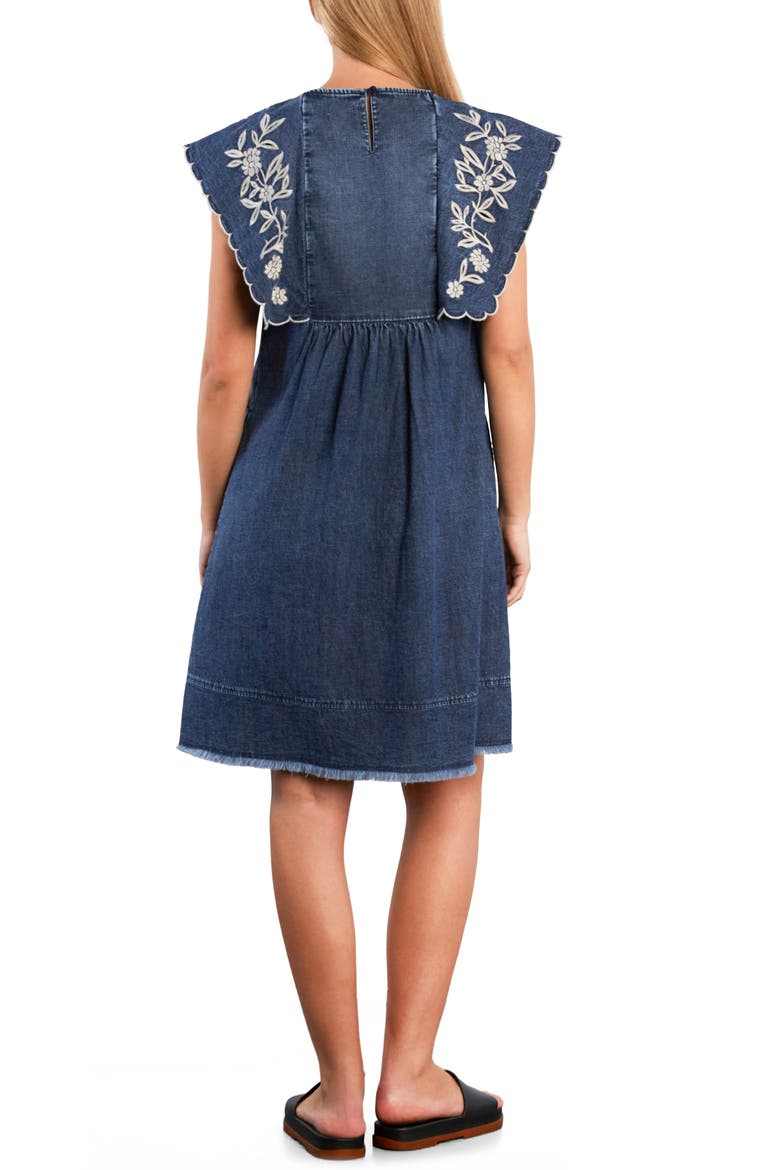 Luna Embroidered Collar Denim Dress, Alternate, color, PETAL DENIM