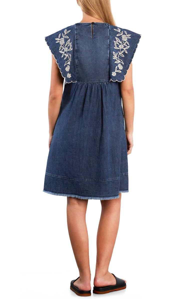 Wash Lab Denim Luna Embroidered Collar Denim Dress, Alternate, color, Petal Denim