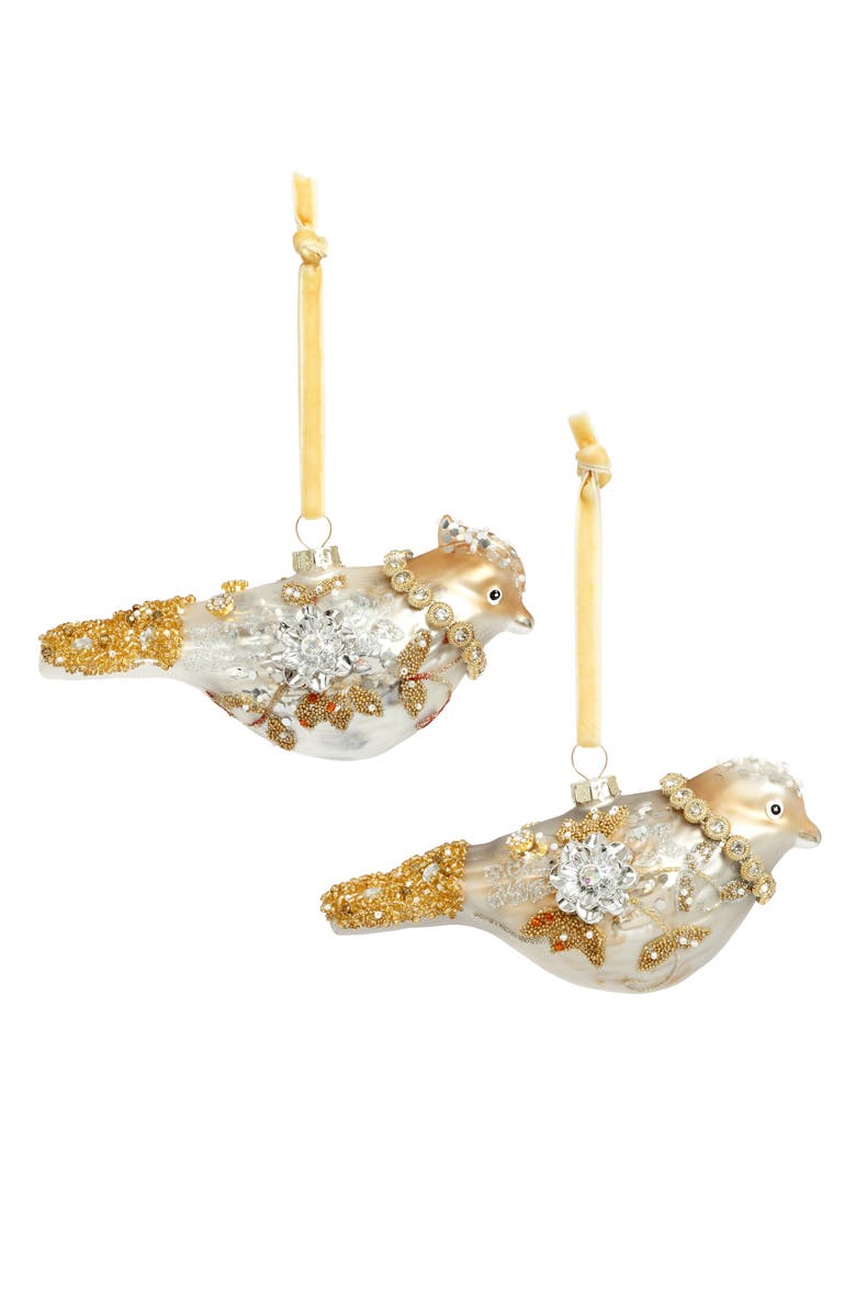 Mark Roberts Jewel Bird Ornament, Set of 6, Main, color, Gold