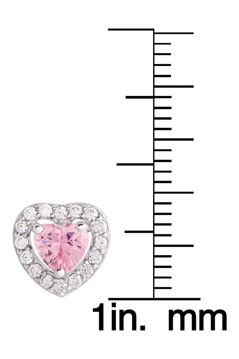 Kids' Cubic Zirconia Heart Halo Stud Earrings, Alternate, color, PINK
