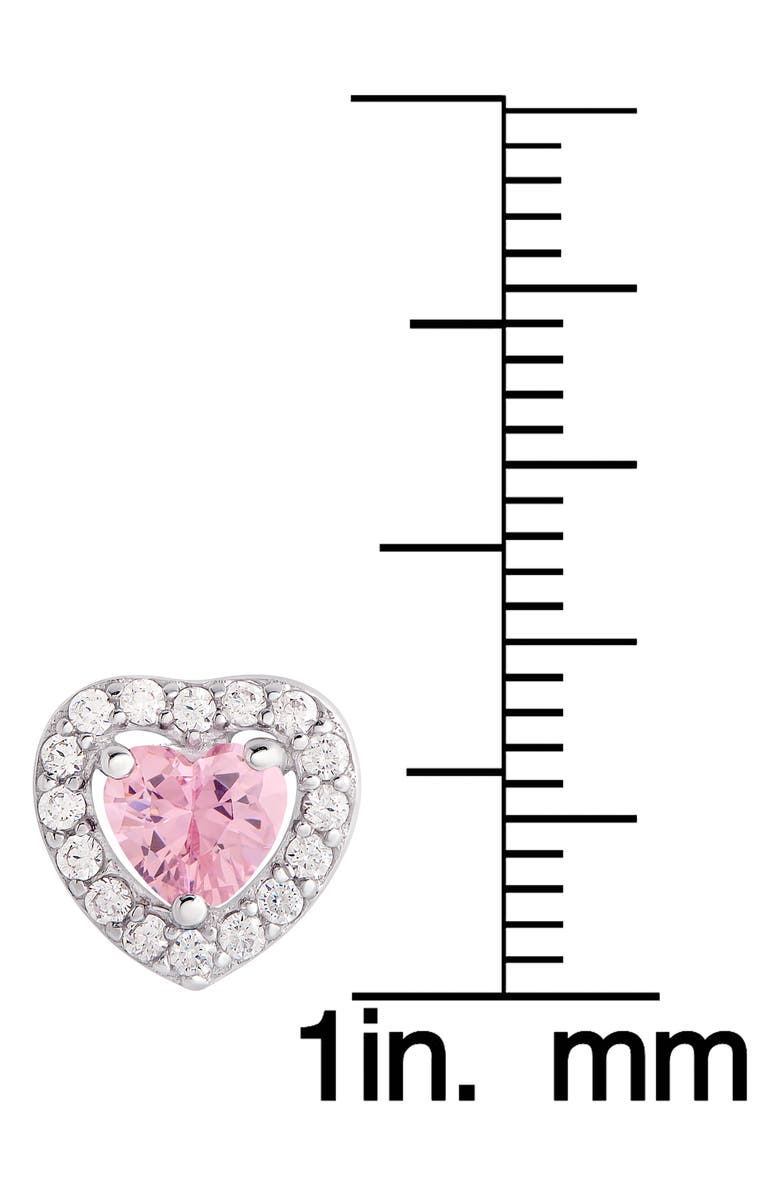 Lily Nily Kids' Cubic Zirconia Heart Halo Stud Earrings, Alternate, color, Pink
