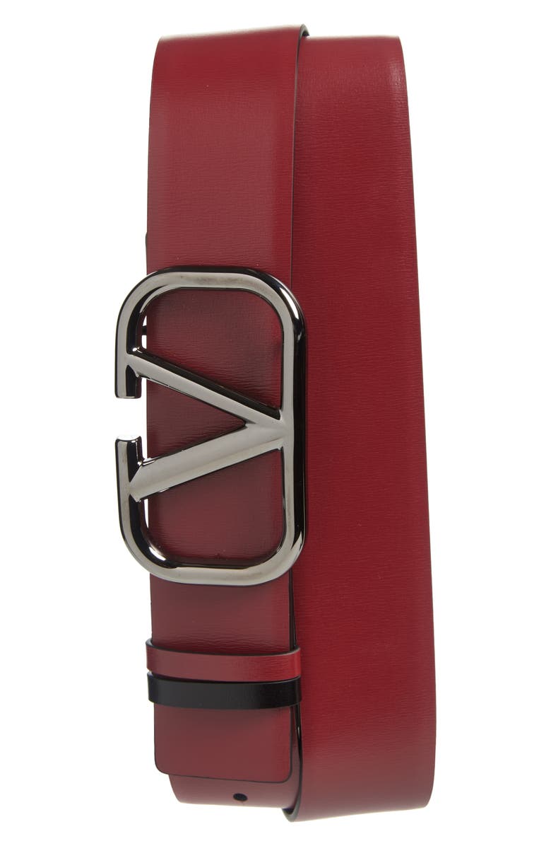Valentino Garavani Reversible VLOGO Buckle Leather Belt, Alternate, color, 
