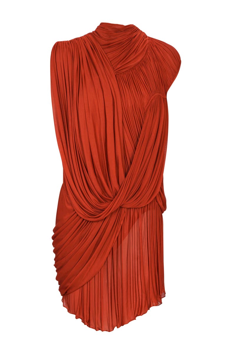 Balmain Draped flowing jersey dress, Alternate, color, Red
