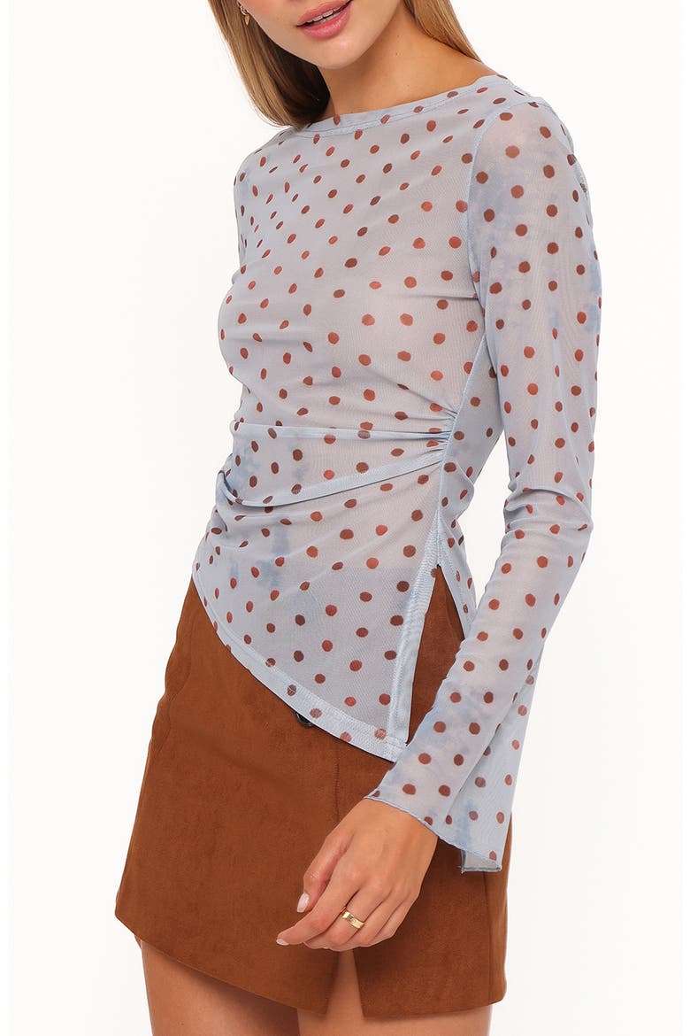 Annora Dot Asymmetric Mesh Top, Alternate, color, BLUE DOT