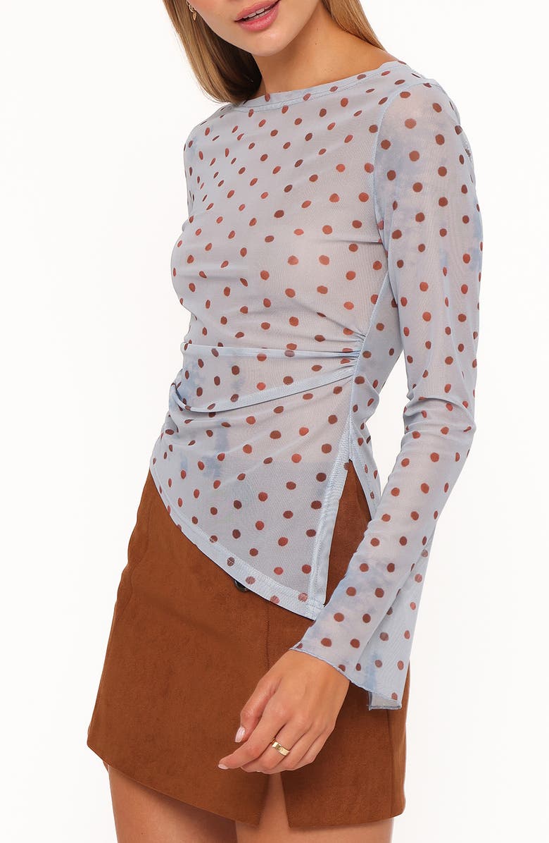 Petal & Pup Annora Dot Asymmetric Mesh Top, Alternate, color, Blue Dot