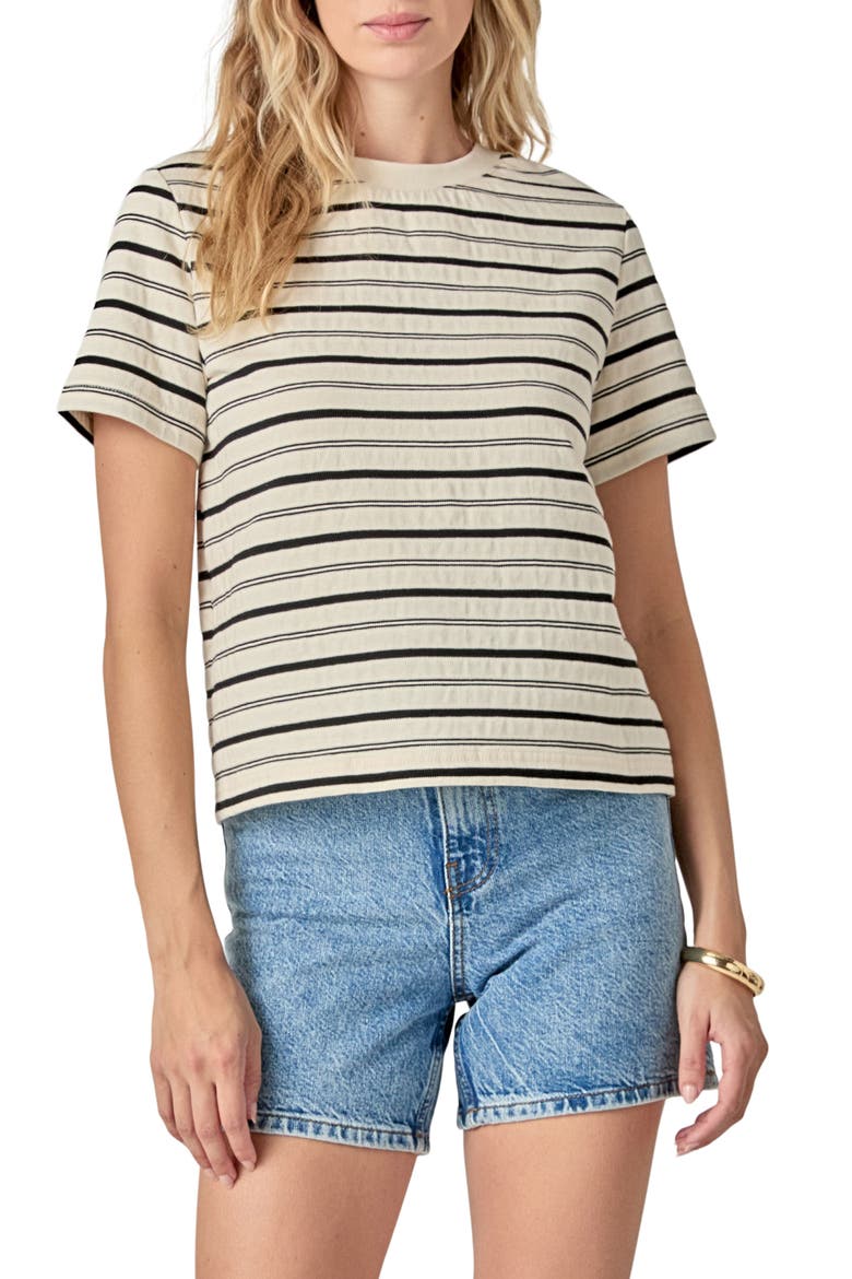 Stripe Cotton T-Shirt, Main, color, WHITE/BLACK