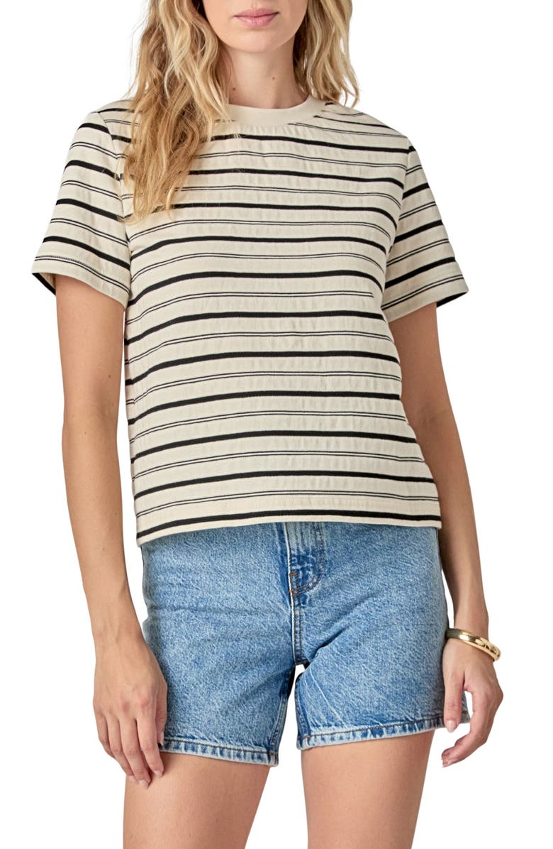 English Factory Stripe Cotton T-Shirt, Main, color, White/ Black