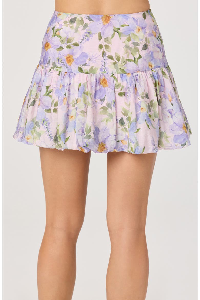 Alea Bubble Hem Miniskirt, Alternate, color, LILAC FLORAL