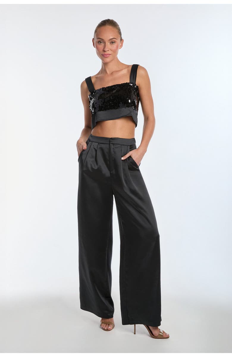 The Noli Shop Zoey Sequin Crop Top, Alternate, color, Black