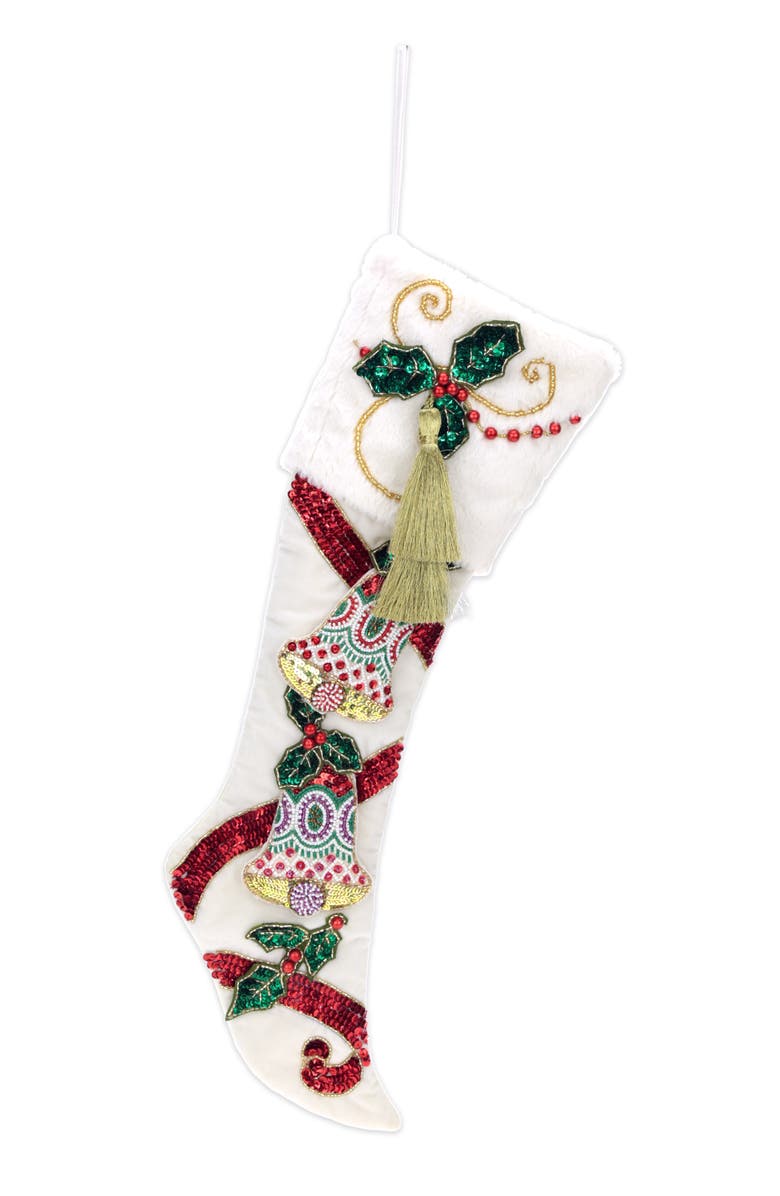 Mark Roberts Bells Berry Stocking, Main, color, White