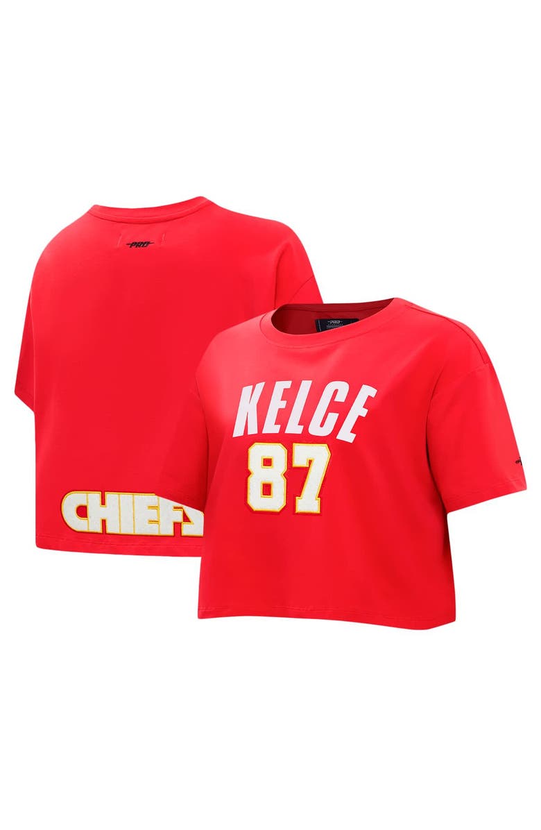 PRO STANDARD Women's Pro Standard Travis Kelce Red Kansas City Chiefs Player Name & Number Cropped Boxy T-Shirt, Main, color, Red