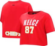 PRO STANDARD Women's Pro Standard Travis Kelce Red Kansas City Chiefs Player Name & Number Cropped Boxy T-Shirt