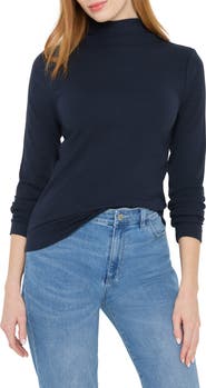 NIC+ZOE Perfect Rib Cotton Blend Funnel Neck Top