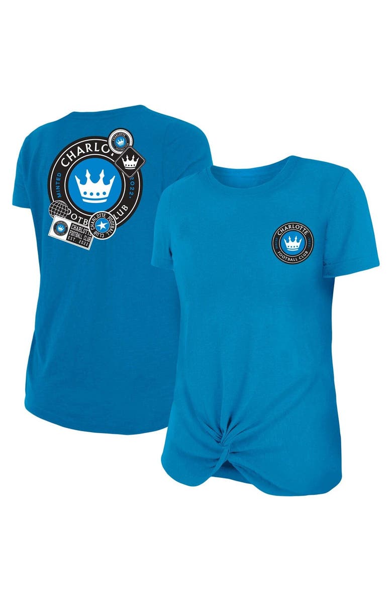 New Era Women's New Era Blue Charlotte FC Athletic Front Twist T-Shirt, Main, color, 
