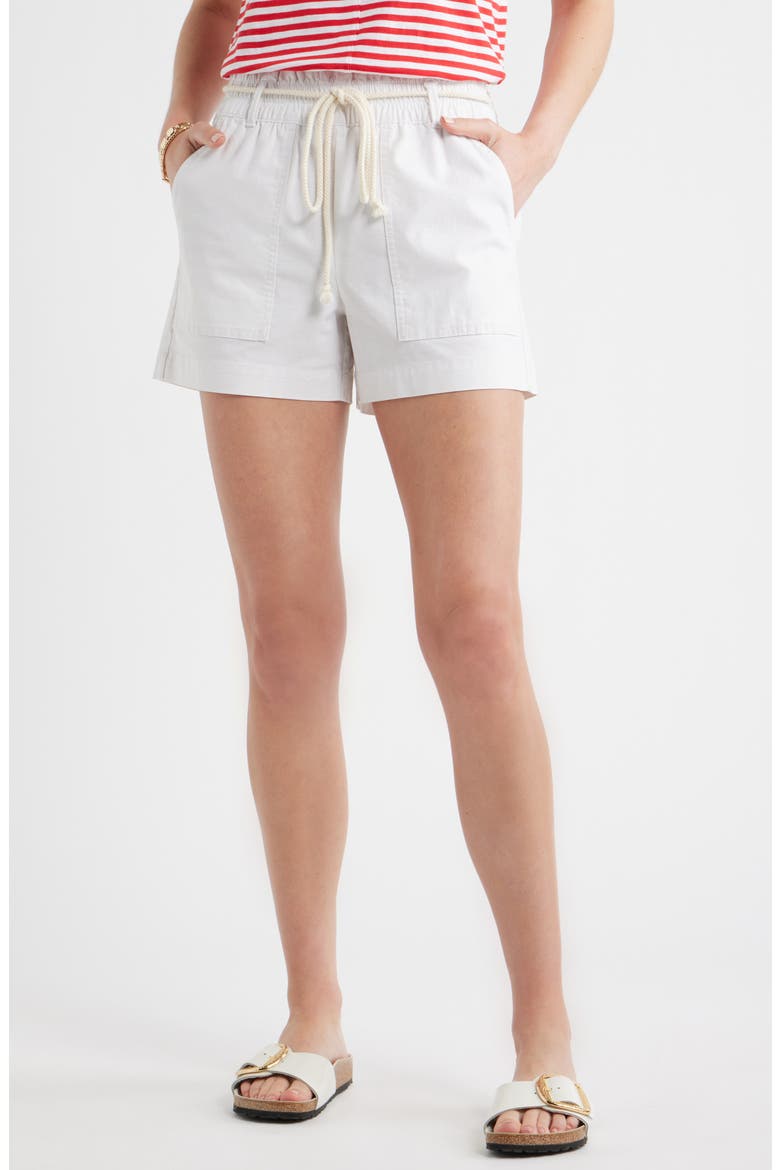 Cotton & Linen Blend Paperbag Waist Shorts, Main, color, WHITE