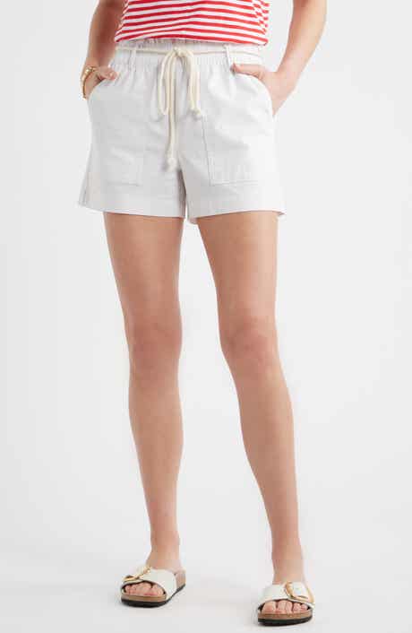 Cotton & Linen Blend Paperbag Waist Shorts
