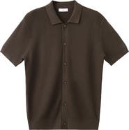 MANGO Cotton Piqué Button-Up Shirt