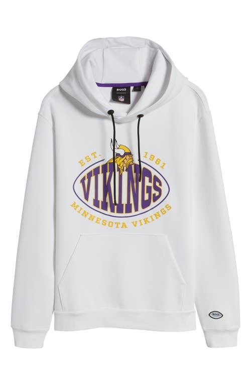 Shop Hugo Boss Boss X Nfl Touchback Graphic Hoodie In Minnesota Vikings White